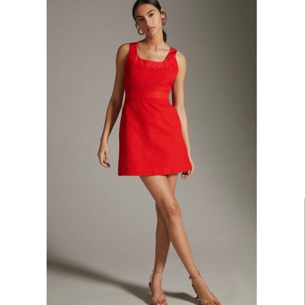 NWT Anthropologie - Maeve Red Sleeveless Scoopneck Mini Dress - Picture 10 of 10